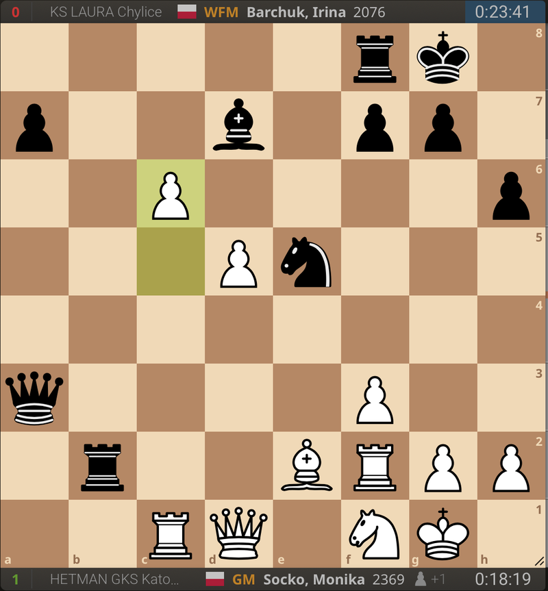 Zug 26 aus der Partie, verbliebene Bedenkzeit wird angezeigt