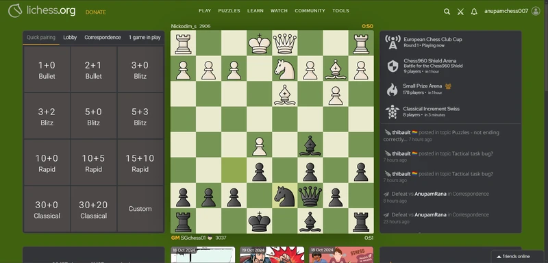 This is the home page also look at the chess board completely identical to chess.com's default chess board...
