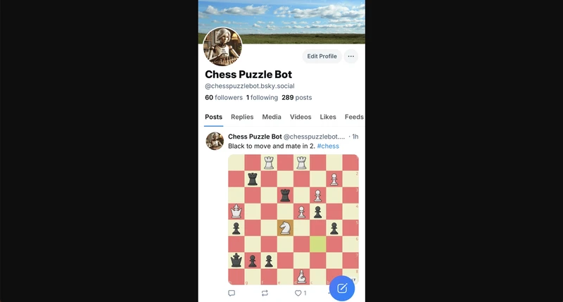 Screenshot of Chess Puzzle Bot on Bluesky