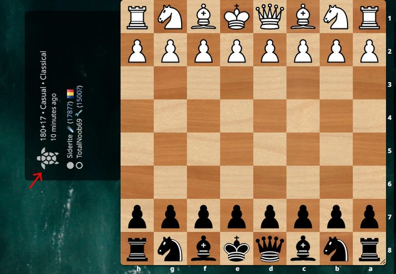 Chat and notes are hidden and the game info is rotated 90 degrees