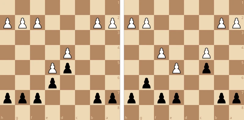 Two pawn structures where white's center can be challenged with ...f6