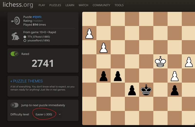 Choosing easier puzzles