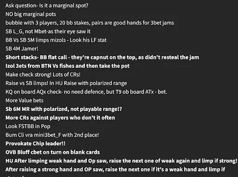 Screenshot from my Evernote doc