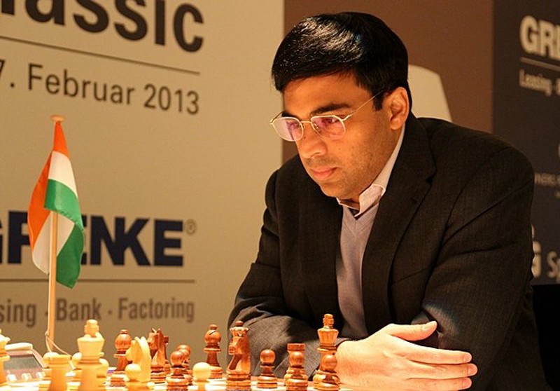 Vishy Anand focused on the chess game