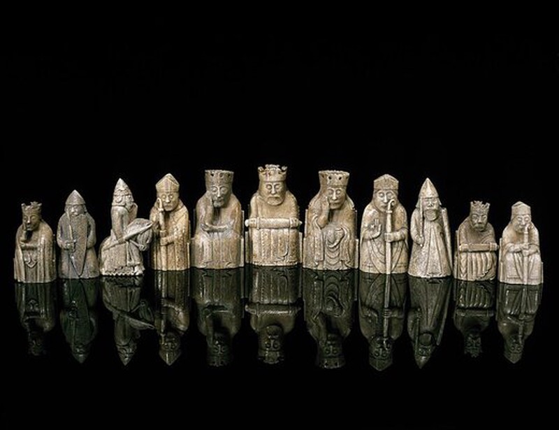 The 12th-century Lewis chessmen in the collection of the National Museum of Scotland