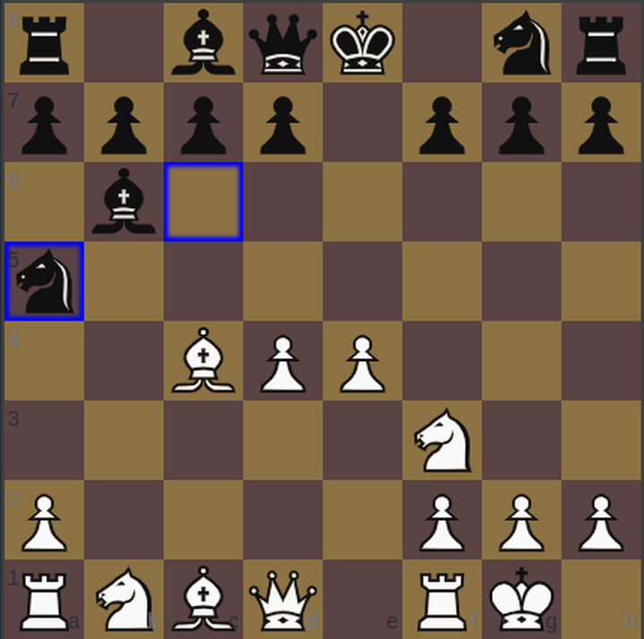 Fen: r1bqk1nr/pppp1ppp/1b6/n7/2BPP3/5N2/P4PPP/RNBQ1RK1 w kq - 3 9