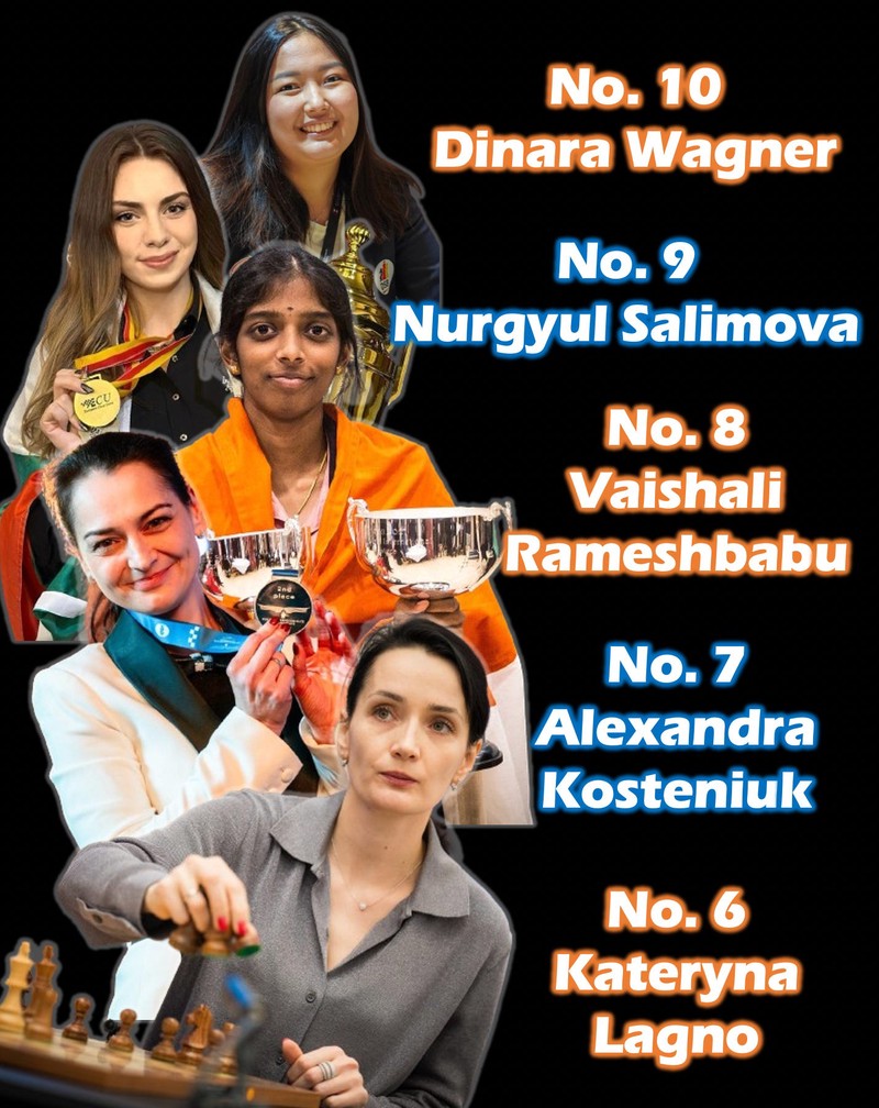 Dinara Wagner, Nurgyul Salimova, Vaishali Rameshbabu, Alexandra Kosteniuk, Kateryna Lagno