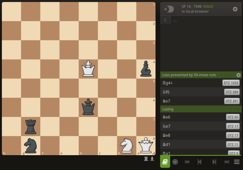 Screenshot of tablebase response