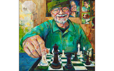 Portrait of a Man Playing Chess
