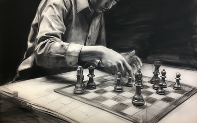 A man studying chess