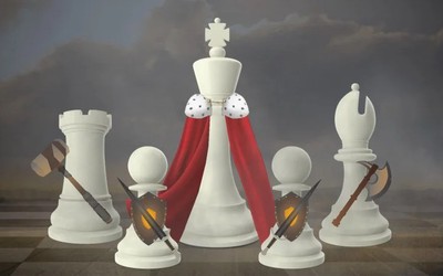 A chessboard with chess pieces arranged in a defensive formation, showcasing the strategic positioning of pawns and pieces to control the center and protect the king.