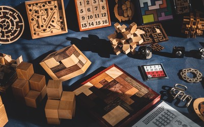 A diverse variety of physical puzzles on display