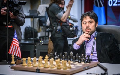 Hikaru Nakamura playing the Black pieces against Fabiano Caruana