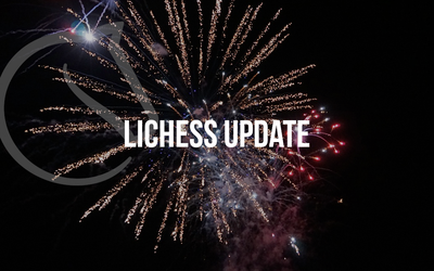 A firework at night with the lichess logo on the left