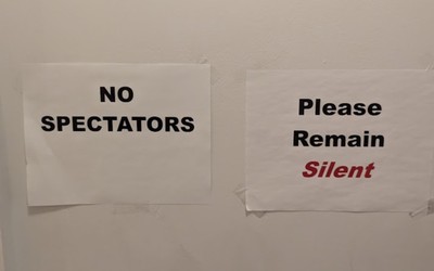 Signs posted at Marshall Chess Club, NYC: "NO SPECTATORS" and "Please Remain Silent"