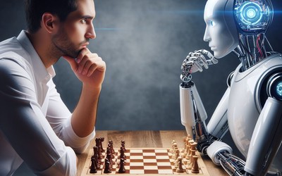 Robot qui joue aux échecs contre un humain